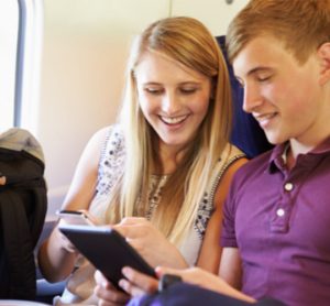 Rail passengers on board a train