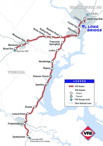 The current Virginia Railway Express system map