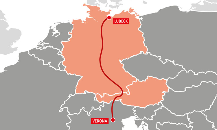 Verona to Lübeck direct train introduced by ÖBB Rail Cargo Group