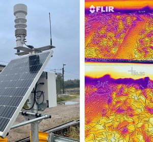 A weather station composite with infrared image of track temperature.