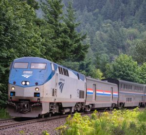 An Amtrak train travels on the network