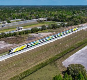 Brightline train runs on tracks