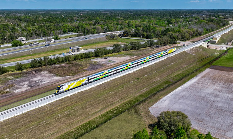 Brightline train runs on tracks