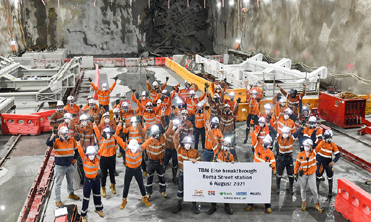 Cross River Rail’s first TBM breaks through at Roma Street