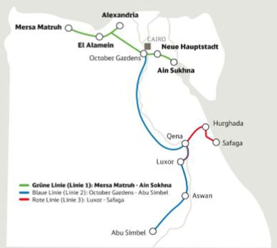 DB IO Egypt high-speed rail map