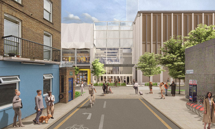 HS2 Euston station design update November 2022 - Drummond Street entrance