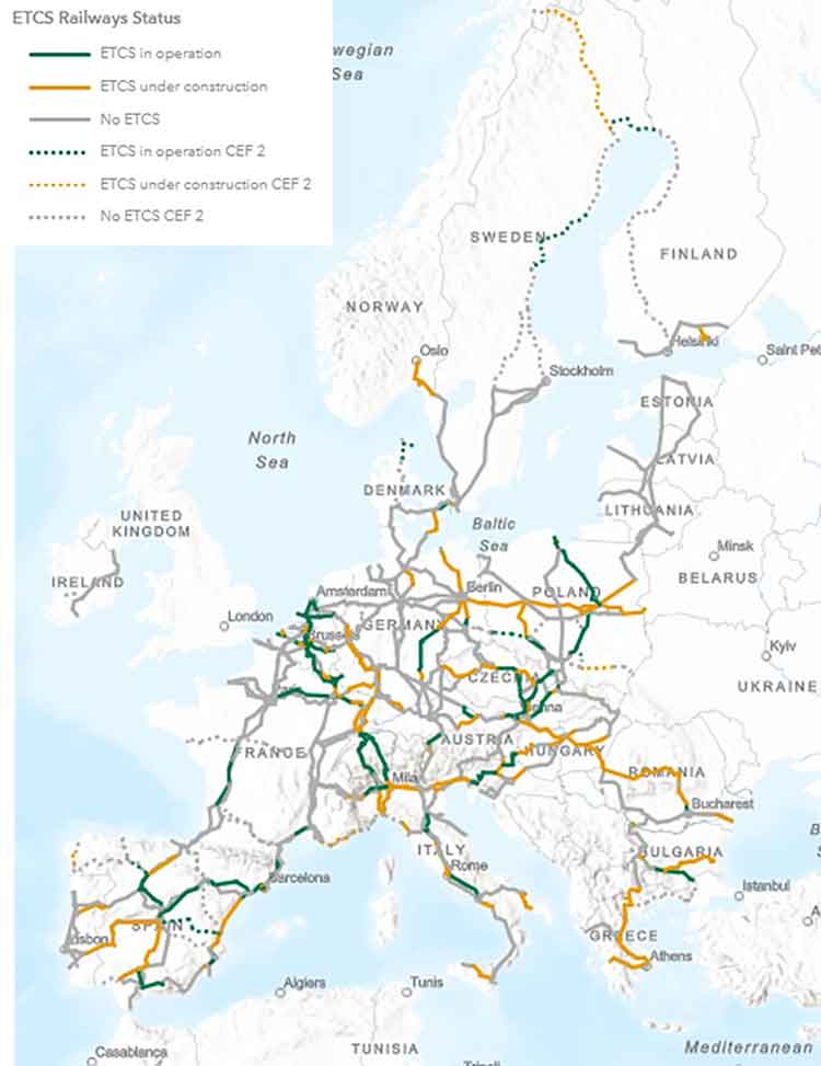 ETCS deployment status in CNC in June 2022.