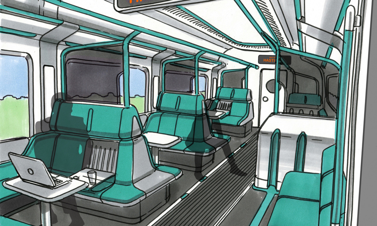 futuristic train interior