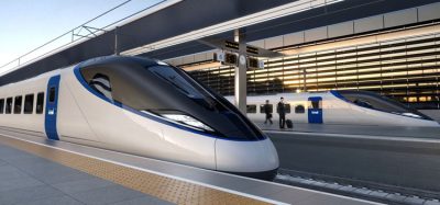 Artist impression of HS2 trains at a platform