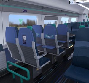 Artist impression of the new Javelin trains interiors