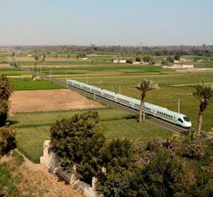 Train travelling through Egypt