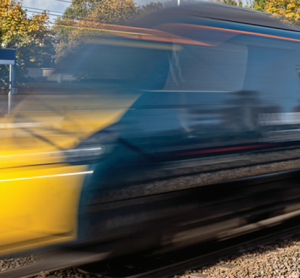 UK train with motion blur