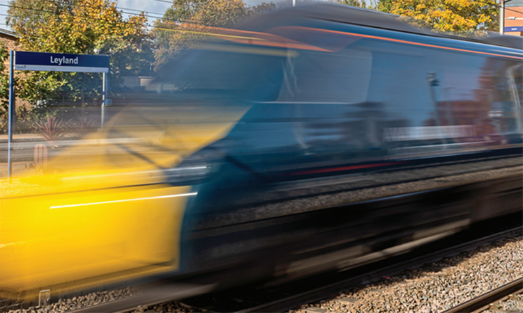 UK train with motion blur