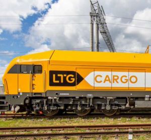 An LTG Cargo train in Ukraine.