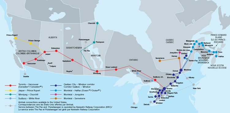 VIA Rail Canada map