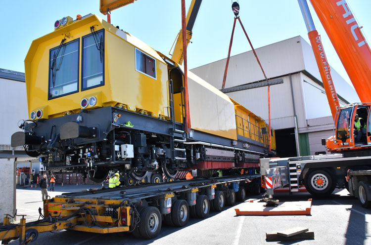 A RR 48 machine leaving MATISA’s Crissier factory and being prepared for transportation