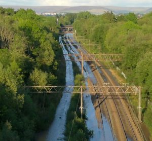 Drone footage by Network Rail of flooded railway tracks