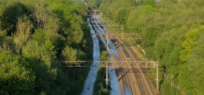 Drone footage by Network Rail of flooded railway tracks