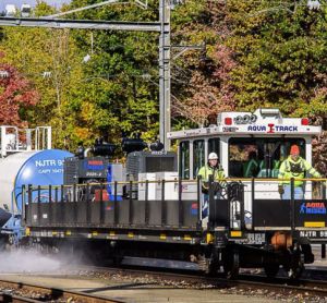 Watch NJ TRANSIT's AquaTrack machines remove leaves from tracks