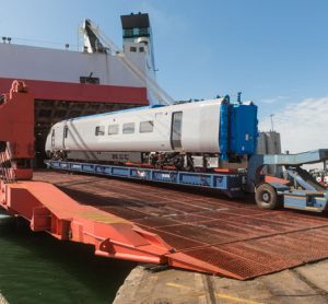 The first Nova 1 train for the TransPennine express arrives in Southampton