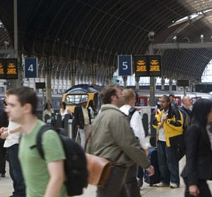 Rail passengers at Paddington Station