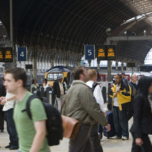 Rail passengers at Paddington Station