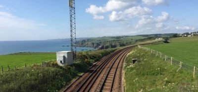 Train tracks and blue sky