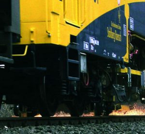 Rail grinding train on track