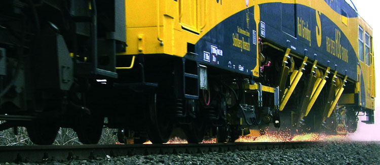 Rail grinding train on track