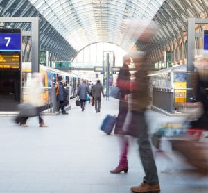 rail passengers at a train station