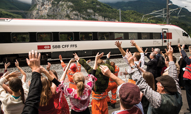 SBB train opening Gotthard Base Tunnel Switzerland