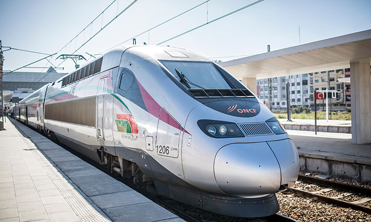 High speed train "Al-Boraq" at Casablanca Casa Voyageurs train station.