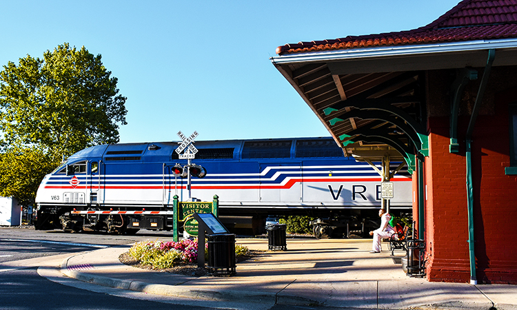 Virginia Railway Express Train at Manassas Train Station, Virginia