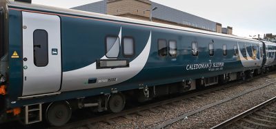 Caledonian Sleeper carriage at Inverness railway station in Scotland