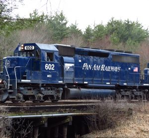 Pan Am Railways freight train EDPO passes through Westford Massachusetts