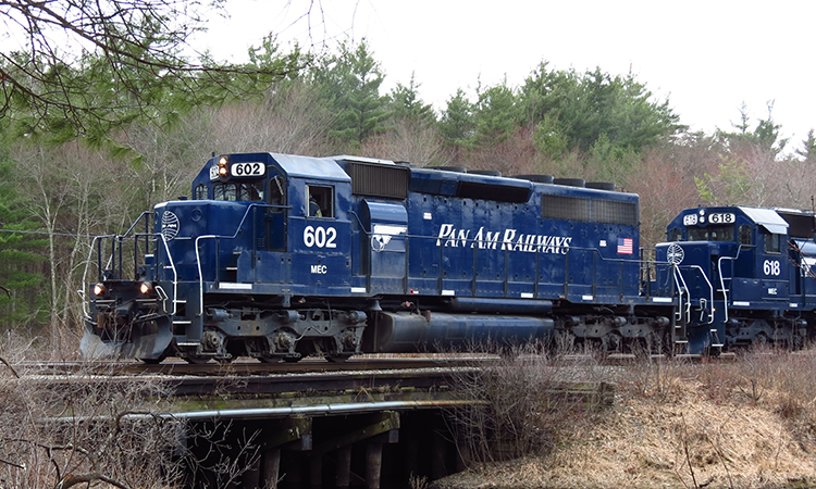 Pan Am Railways freight train EDPO passes through Westford Massachusetts
