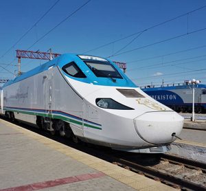 A high speed train in Uzbekistan,