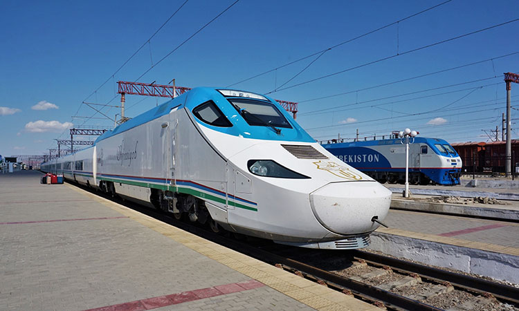 A high speed train in Uzbekistan,