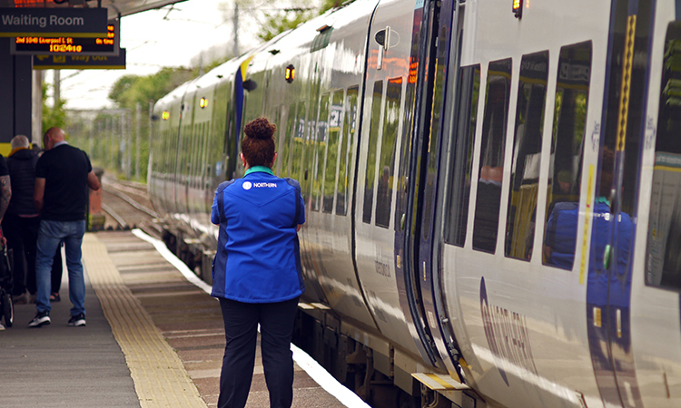 A Northern Rail service for Chester waits to leave platform 2.