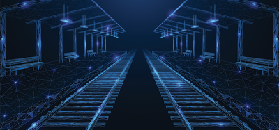 Digital render of a train station