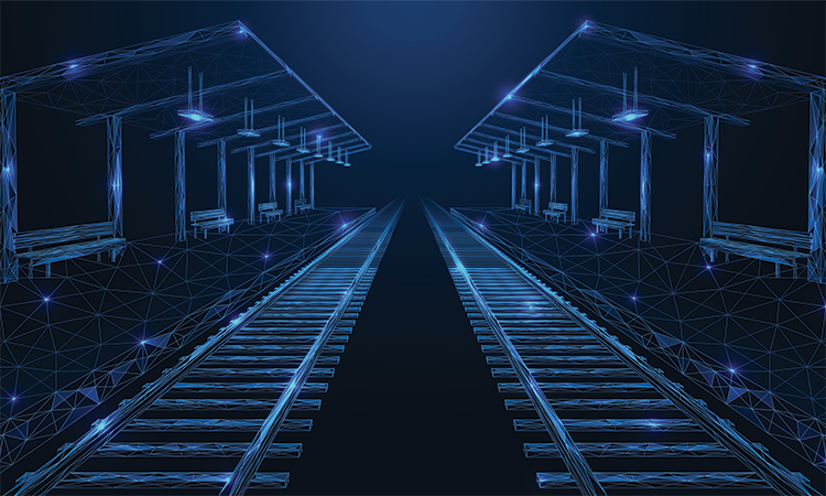 Digital render of a train station