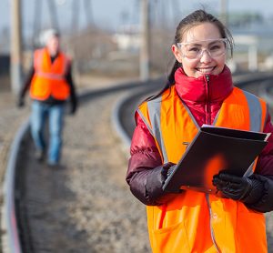 Railroad workers doing their job