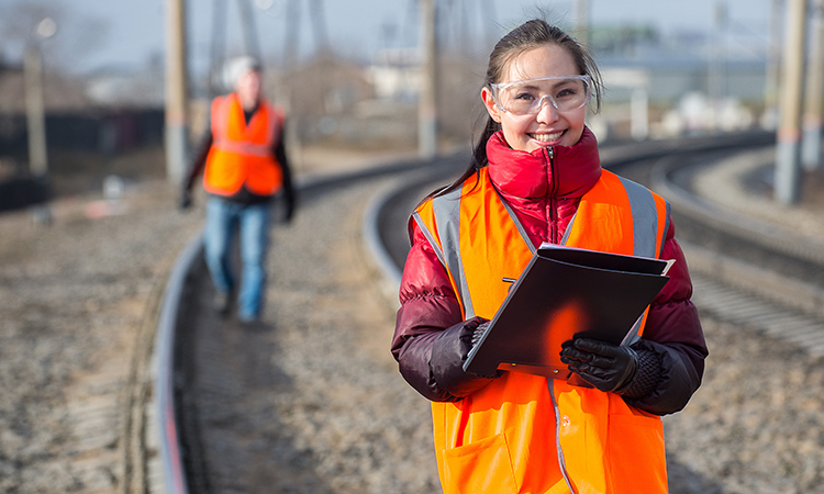 Railroad workers doing their job