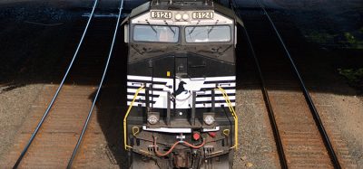 Norfolk Southern Locomotive along the Harrisburg Line that runs past Valley Forge National Historical Park in Valley Forge, Pennsylvania.