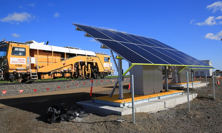 The signalling solar panels Inland Rail have installed.